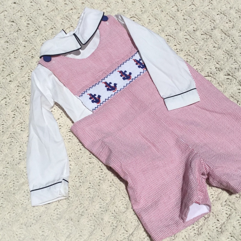 Molly pop sailor  themed smocked jumper with shirt